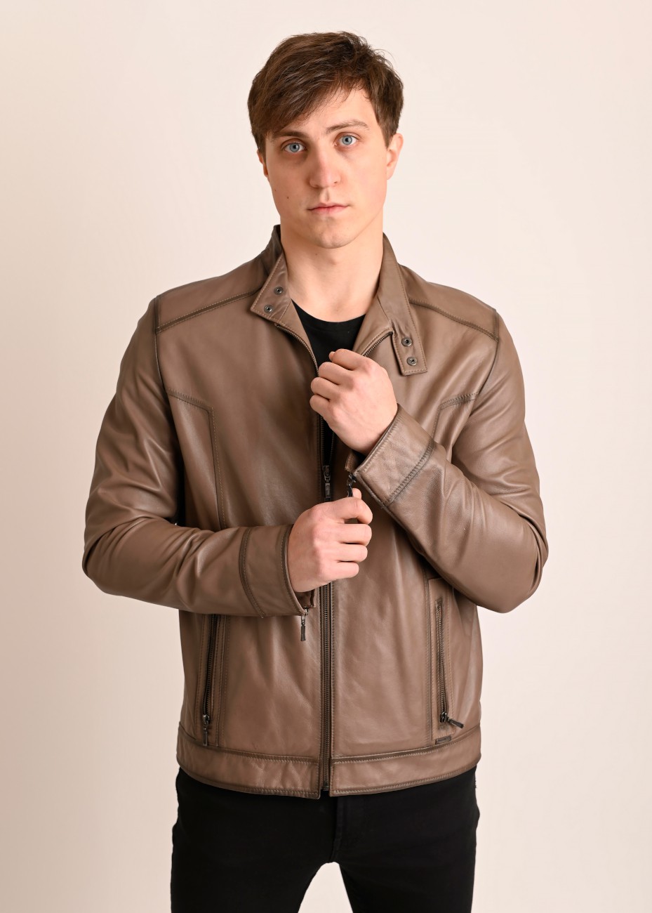 Skórzana kurtka ze stójką...