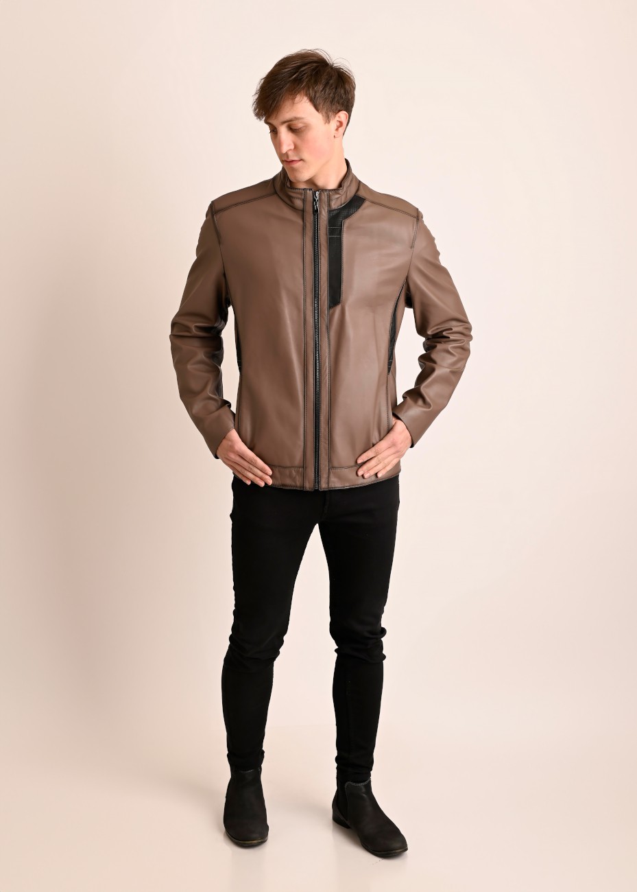 Skórzana kurtka męska Sony beż