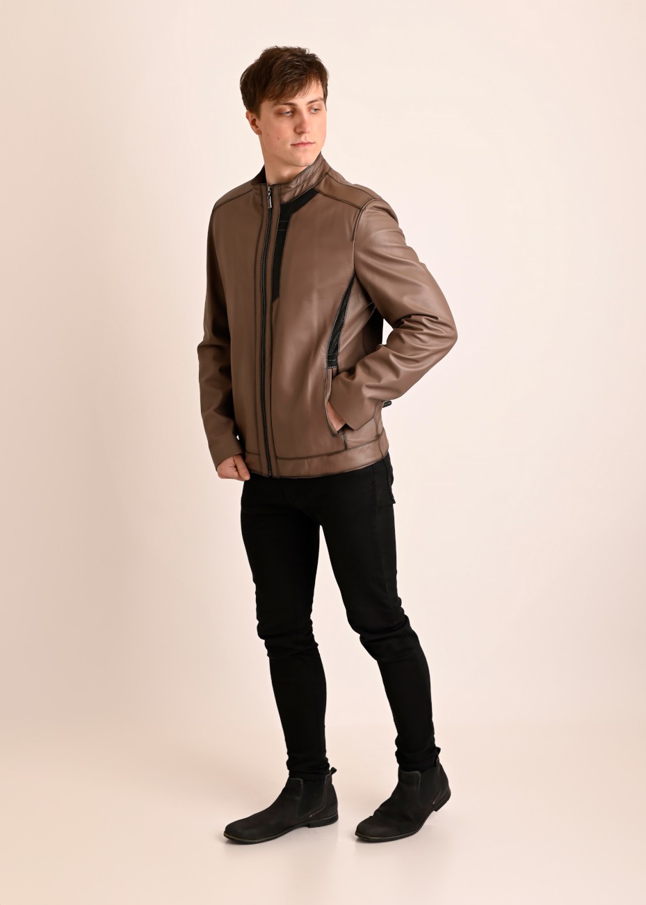 Skórzana kurtka męska Sony beż